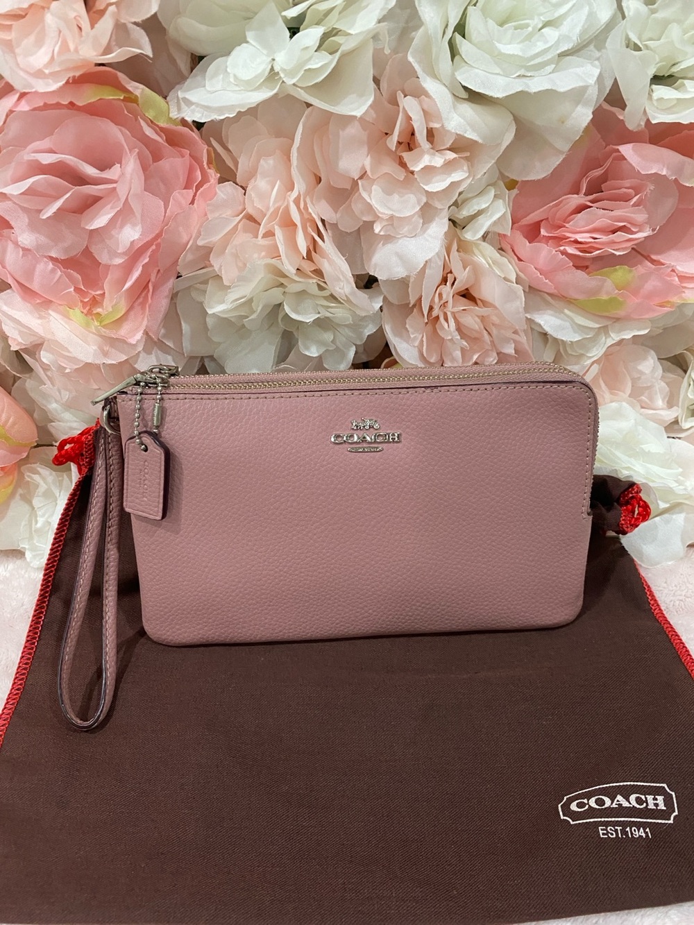 Coach Pink Leather Wristlet Clutch